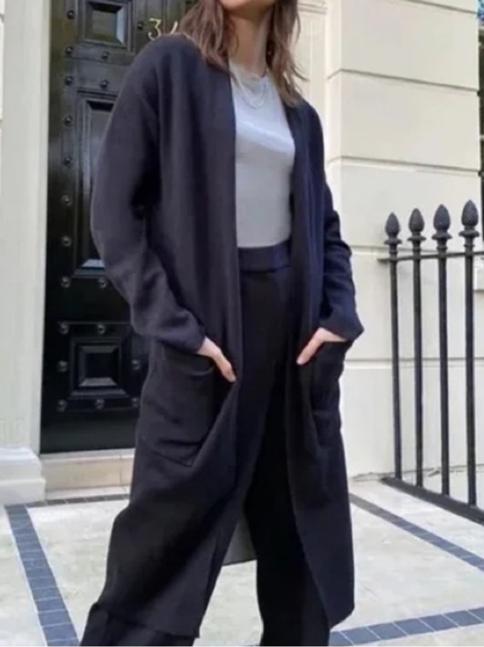 Babaton Lance Black Wool Blend Long Cardigan M - Picture 3 of 11